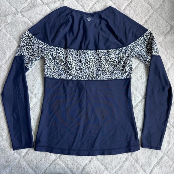Athleta | Navy Half Zip Long Sleeve Rashguard Swimsuit Top | Size Small - Picture 2 of 8